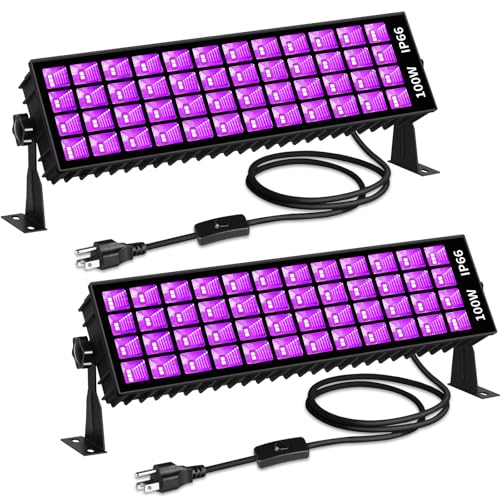 2 Pcs 100W LED Black Light Bar, IP66 Waterproof with 6ft Cord Switch - style: 100W-2PACK