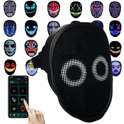 Depointer Life Led Mask with Gesture Sensing, Light up Mask toy for Adult | Bluetooth Ap Controlled, Rechargeable, Customizable Display Perfect for Halloween, Christmas, Birthday Gifts - style: Rechargeable