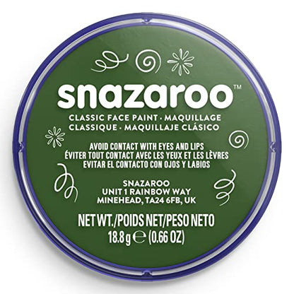 Snazaroo Classic Face and Body Paint, 18.8g Pot, Dark Green | Non-Toxic Hypoallergenic, Safe, Washable, Face & Body Paint for Halloween, Cosplay Costumes, Dress Up, Parties and Festivals - color: Dark Green, style: 18.8g (0.66-oz) Pot