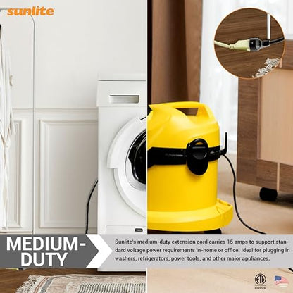 Sunlite 04155-SU EX9/AP Medium Duty 9-Foot Appliance Extension Cord, Three Prong, 14/3 Gauge, 15 Amp, Beige - size: 9'