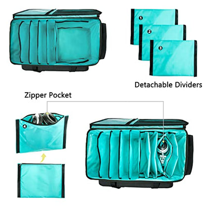 MYBAGZING Dj Cable Bag-24 Large Dj Cable File Bag-Dj Cabel Organizer Case-Travel Gig Bag-DJ Gear Bag for Dj Accessories-Dj Equipment Case with Padded Bottom and Divdiers - color: Blue