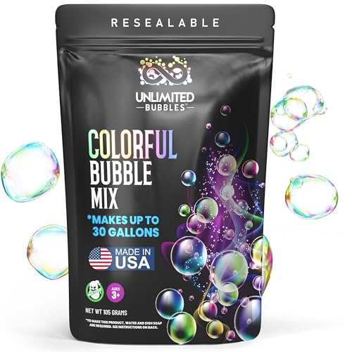 Bubble Machine Powder - Create Fun Bubbles with This Premium Bubble Mix - Works with Bubble Wands, Bubble Machines. Perfect Colorful Bubbles for Kids and Adults. Makes up to 30 Gallons. Made in USA.