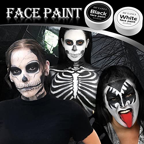 Black White Face Paint Body Painting, 2 PCS Pro White+Black Face Body Paint Oil Based Cream Palette Kit for Art Theater Halloween Party Cosplay Clown SFX Makeup for Kids Adults (200g/7.06oz)