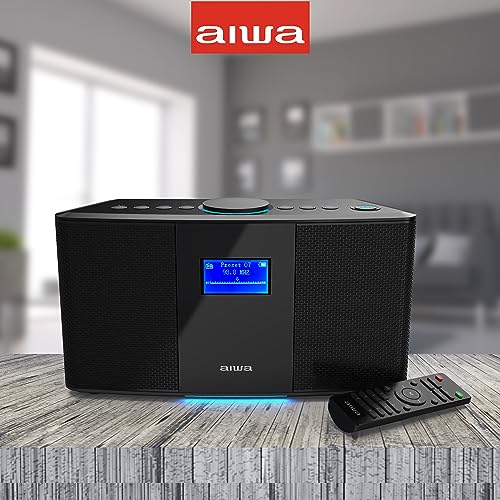 Aiwa Exos 5 Wireless Speaker - Unleash Powerful Sound and Versatile Connectivity On-The-Go Experience Bluetooth Freedom, FM Radio, Clock, 20W RMS, LCD Display, and Alarm Clock Functionality - size: Exos-5