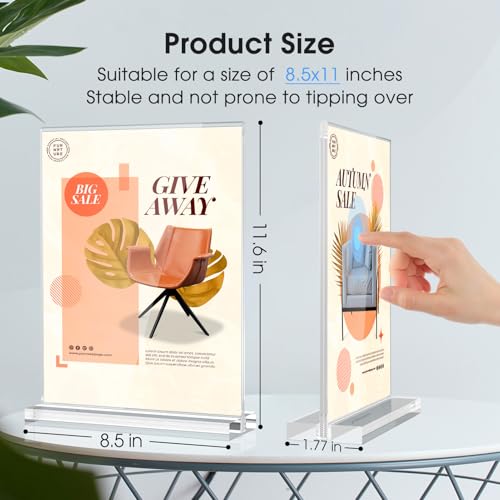 MaxGear Acrylic Sign Holder 8.5" x 11" Double Sided Sign Stand, 18 Pack | Clear Acrylic, Double Sided Display, Stable Tabletop Design, Quick Sign Changes, Fits Offices, Events And Retail Spaces - size: Strip-18pack