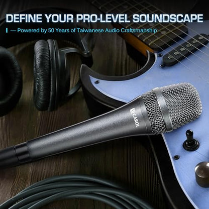 CAROL AC-910 XLR Wired Vocal Microphone, Dynamic Cardioid, No-Switch | AHNC dual-engine noise canceling tech for singing, studio, and stage. incl. 14.8ft (4.5m) XLR cable, mic clip - style: AC-910（no switch）