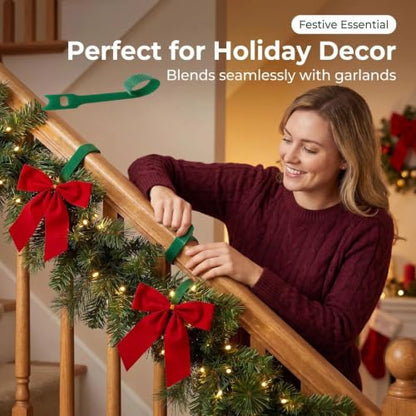 100Pcs 10-Inch Green Adjustable Plant Ties, Christmas Garland Ties | Extendable Reusable Straps, Decorative Twist Ties, Perfect for Wreaths, Stair Banisters & Railings, Vine & Plant Support - size: 10 in x 0.5 in