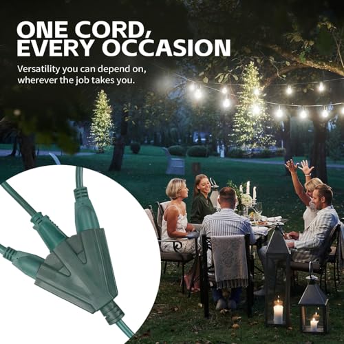 MaxWorks 51202 Heavy Duty 3-Ft Extension Cord (3 Pack), 16/3 SJTW, 3-Outlet, 125V/15A/1875W, ETL Approved, Indoor/Outdoor Use, Green – Converts 1 Outlet to 3 - size: 3-Pack