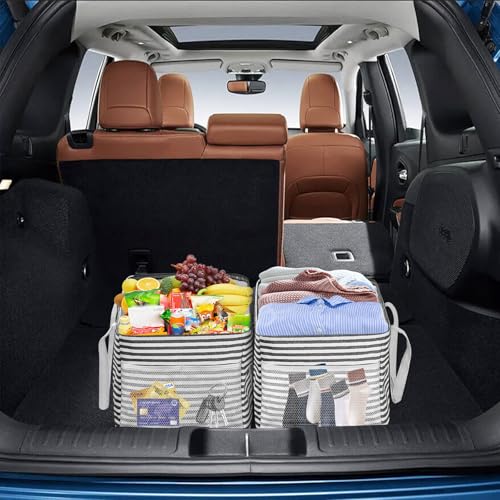 LHZK 2 Pack Utility Tote Bag with Metal Wire Frame and the Sides Rinforced, Large Tote Bag with Handle, Reusable Grocery Bags Foldable, Beach Bag, Car Tote, Black, 18.5''x11.8''x11.5'' - color: Black/White, size: 18.5''x11.8''x11.5''-2 Pack