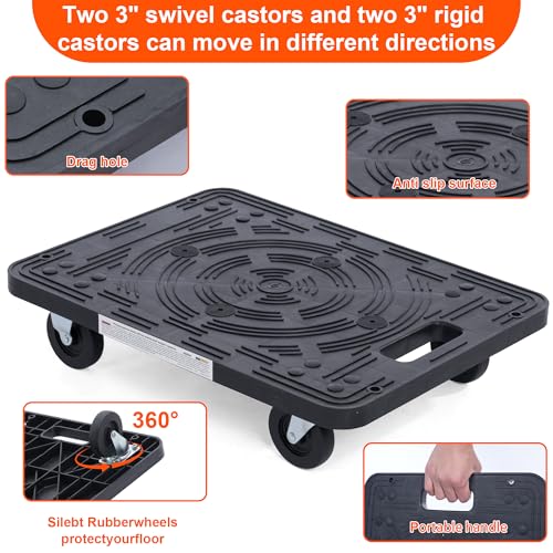 MaxWorks 50915 Polypropylene Dolly-200-lb Capacity, Black