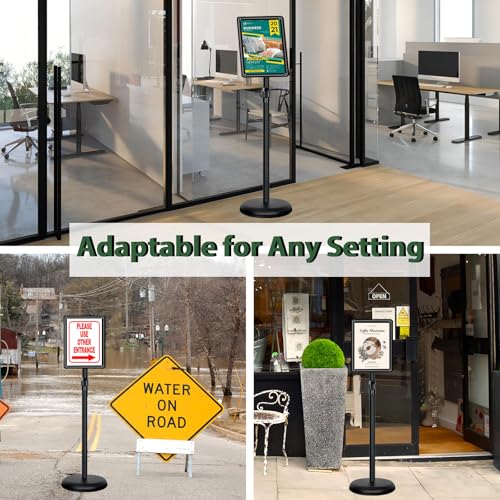 2 Pack Pedestal Sign Holder, 8.5 x 11" Floor Standing Display Stand, Black - color: Black, size: 8.5x11in-2p