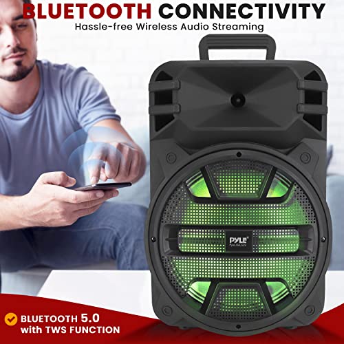 Pyle 12'' Portable Bluetooth Speaker System - 800 Watts - Karaoke Speaker w/ Latest DJ LED Lights, USB/FM/BT/Aux/Remote Control/Mic Inputs & Built-in Rechargeable Battery PPHP1243B - style: 800 Watts