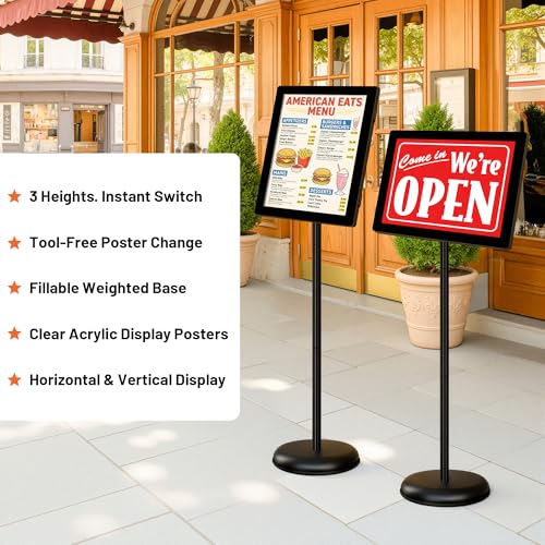 Sign Holder Stand 8.5x11 Inch - Pedestal Floor Standing Sign Holder with Adjustable 360° Rotating Display, Standing & Poster Sign Stand for Business, Mall, Schools, Restaurants – 1 Pack - size: Sign Holder Stand 8.5x11 – 1 Pack