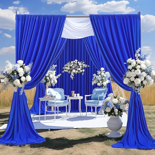 Royal Blue Backdrop Curtain 2 Panels-Wrinkle-Free Royal Blue Curtains Polyester Photography Drapes for Baby Shower Birthday Party Photo Background Backdrop Stand- 8 X10FT - color: Royal Blue, size: W4' x H10'(2 panels)