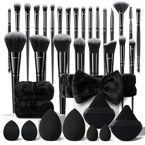 HGHDBT 36Pcs Black Makeup Brushes Set Professional Makeup Kit Multi-functional Makeup Tool Set with Facial Makeup Accessories, Foundation Makeup Brush Kit Eye and Face Make up Brushes & Tools - color: Black 36pcs