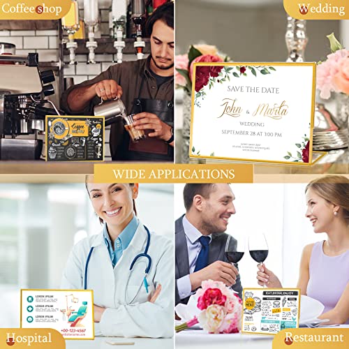 36 Pack Acrylic Sign Holder Gold Frame Table Numbers Slanted Back Menu Display Stand Clear Flyer Document Photo Display Holders Plastic Table Signs for Wedding Office(Horizontal Style,4 x 6 Inch) - style: Horizontal Style