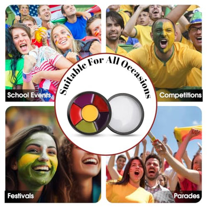 6 Colors Halloween Face Body Paint + 6pc Sponge + 3pc Brush, Yellow Purple Red Green Bruise Wheel for SFX Makeup, Face-Paint Body Paint Halloween Makeup Kit for Zombie Clown Joker Alien Witch Costume - color: Set 03
