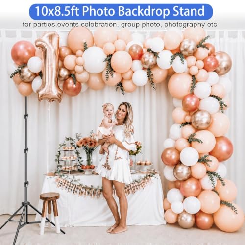 EMART Photo Backdrop Stand, 8.5x10ft Back Drop Stand for Party, Photography | Banner Holder with 6Clamps&Clips, 2Sandbags,Square Backdrop Stand for Wedding, Baby Shower, Events Dectoration, Exhibition - size: 8.5x10ft