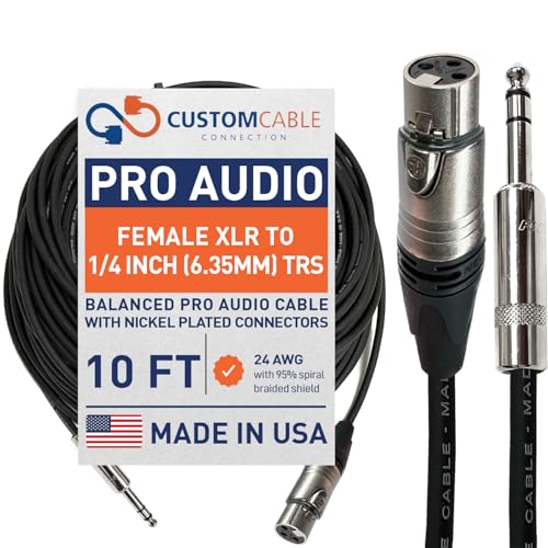 Custom Cable Connection 10 Foot Neutrik NC3FXX Female XLR to Neutrik Rean NYS228 1/4 Inch (6.35mm) TRS Balanced Pro Audio Cable - size: 10 Foot, style: Female (Black)