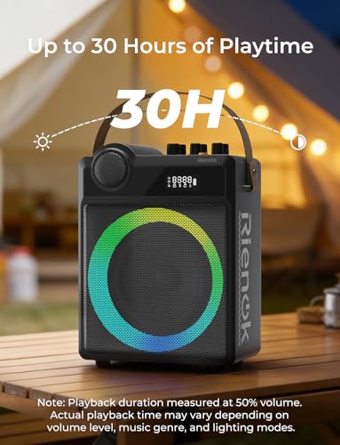 RIENOK 100W Portable Voice Amplifier with 2 Wireless Microphones S17 | Bluetooth 5.3 Big Pro Sound, Bluetooth PA System Karaoke Machine, BT/USB/TF Card/Aux/Guitar Support, Portable Speaker