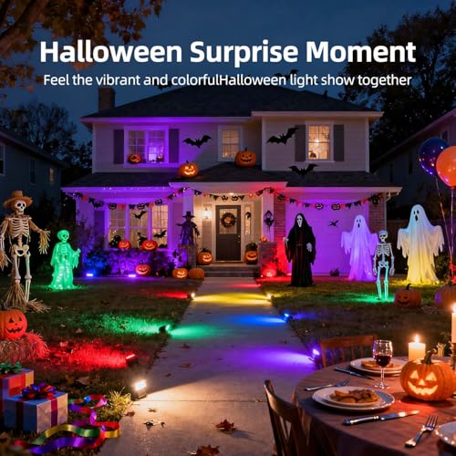 HEKEE LED Flood Light Outdoor, 50W RGB Color Changing Floodlight with Remote Control, RGBW 120 Colors, 2700K, 5000 Lumens, IP66 Waterproof, DIY Strobe Mode, Timing, for Halloween/Christmas (2 Pack)