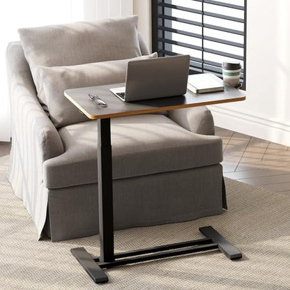 SANODESK 28''Mobile Standing Desk with Hidden Wheels,Pneumatic Laptop Desk | Computer Cart Movable Height Adjustable Table Small Sit Stand Desk for Home Office Hospital Use,27.6" W x 15.7" D,Black Maple - color: Black Maple, size: 28x16