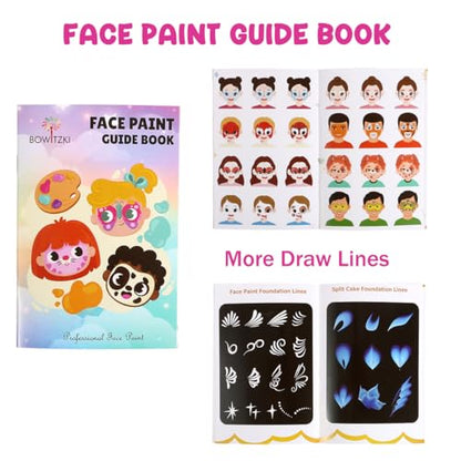 Bowitzki Face Painting Kit for Kids 23 Colors Water Based Face Paint Kit Non Toxic Professional with Stencils Brushes for Parties Birthdays Halloween Christmas Body Makeup