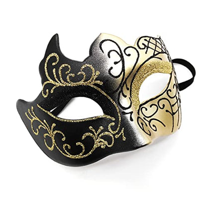Masquerade Mask for Men Women Couple, Venetian Carnival Mask for Mardi Gras, Halloween, Party Prom Ball Costume - color: Gold