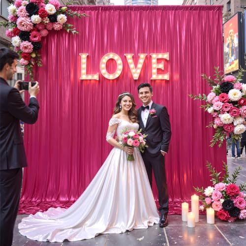 20x10ft Hot Pink Backdrop Curtains Glitter Sequin Photo Backdrop Curtain Fabric Sparkly Shimmer Drapes Backdrop Bridal Baby Shower Wedding Birthday Party Photography Backdrops 5x10FT, 4 Panels - color: Hot Pink, size: 20 ft X 10 ft(4 Panels 5ft X 10ft)
