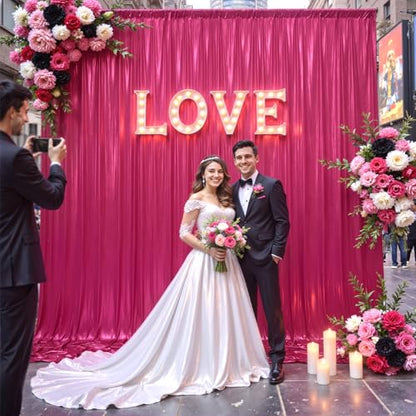 20x10ft Hot Pink Backdrop Curtains Glitter Sequin Photo Backdrop Curtain Fabric Sparkly Shimmer Drapes Backdrop Bridal Baby Shower Wedding Birthday Party Photography Backdrops 5x10FT, 4 Panels - color: Hot Pink, size: 20 ft X 10 ft(4 Panels 5ft X 10ft)