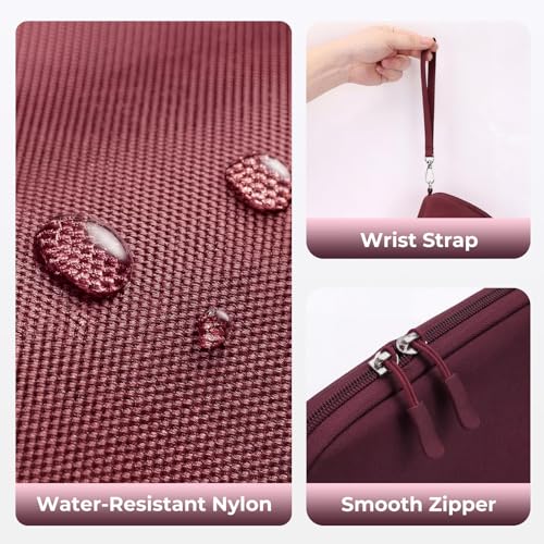 FYY Travel Cable Organizer - 8 Compartments, Lightweight, Water Repellent - color: Wine Red, size: (S) 8.1"× 4.7"× 2.9"