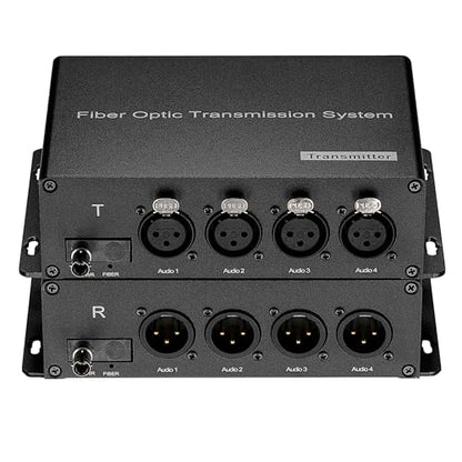 4Port XLR Audio Fiber Converter,Broadcast Grade Balanced 3Pin XLR Audio Over Fiber Extender,ST Optical Transceiver,Singlemode 20Km Multimode 500m Professional Crystal Clear Sound,A Pair - style: 4 Port