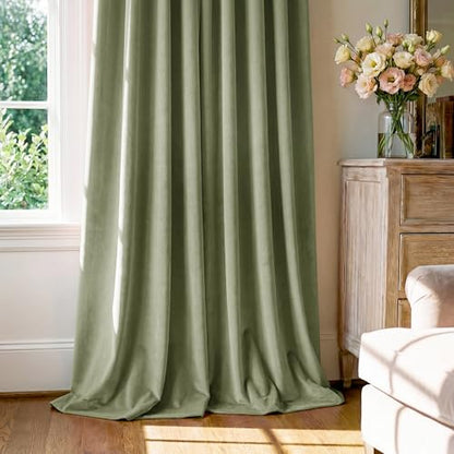 StangH Sage Green Velvet Curtains Farmhouse for Bedroom, W42xL96, 2 Panels - color: Green Series - Sage Green, size: 42"W x 96"L (Pack of 2)