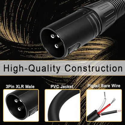 2 PCS 3 Pin XLR Male Pigtail Bare Wire Connector Microphone Cable OFC Conductor Low Noise Shielding PVC Jacket with Heat Shrink Tube for Audio Mixer DMX Lighting (30cm/11.8inch)
