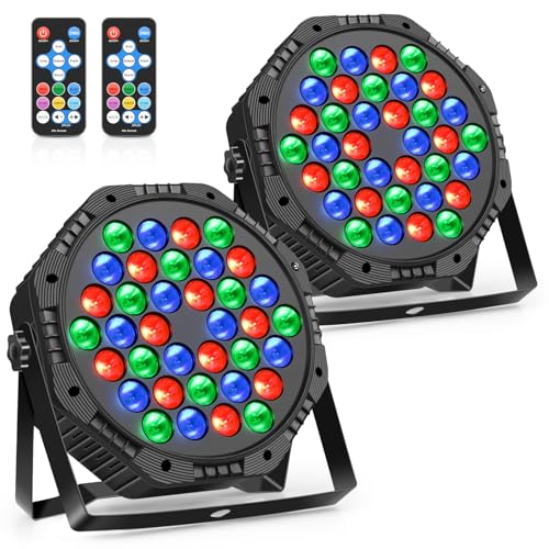 Stage Lights 2 Pack 36 LED Par Light Corded RGB DJ Party Uplights with Sound Activated and DMX Control for Disco, Wedding, Club, Birthday, Stage Lighting (2 Pack) - color: 2 Pack