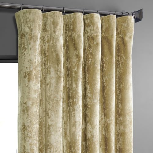 HPD Half Price Drapes Lush Crush Velvet Curtains - Room Darkening Curtain 84 Inches Long for Bedroom & Living Room, Luxury Look, Rod Pocket Design, (1 Panel), 50W x 84L, Gold - color: Gold, size: 50"W x 84"L (Pack of 1)