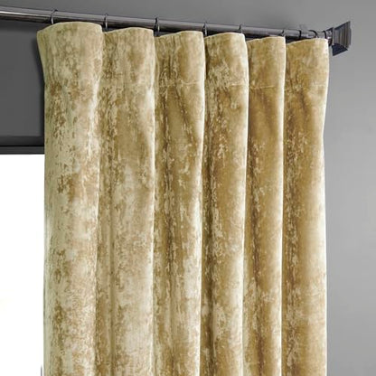 HPD Half Price Drapes Lush Crush Velvet Curtains - Room Darkening Curtain 84 Inches Long for Bedroom & Living Room, Luxury Look, Rod Pocket Design, (1 Panel), 50W x 84L, Gold - color: Gold, size: 50"W x 84"L (Pack of 1)