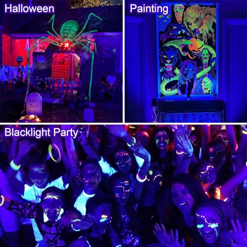 6-Pack UV Black Light Bars 45W, 395NM LED Blacklights for Glow Party, Body Paint, Halloween, Fluorescent Posters, Birthday Decor, IP66 Waterproof - size: 45 Watt(6 Pack)