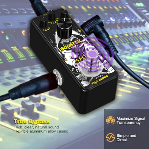 Mini Booster Guitar Effect Pedal,True Gain Booster,Micro Clean Boost Pedal for Electric Guitar Pure Clean Mini Booster Pedals Mini Size True Bypass - color: Black Booster