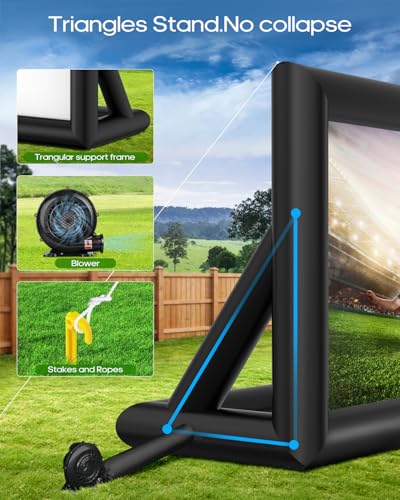 3-in-1 18FT Inflatable Projector Screen - Outdoor Movie Screen, Dart Board and Football Target with 250W Blower, Front/Rear Screen for Celebration & Outside Movie Night - size: 18FT
