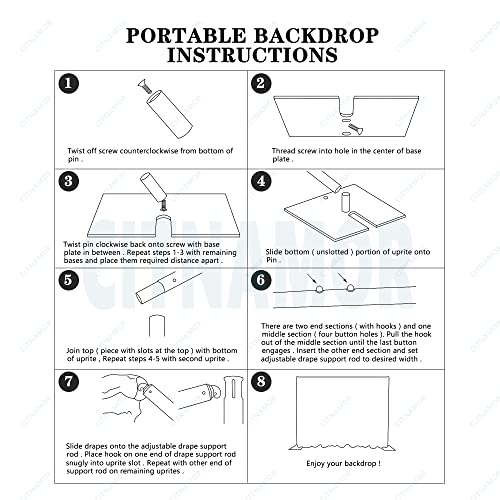 Pipe and Drape Adjustable Uprights, Crossbars,Bases & Hangers - Drape Systems for Backdrops, Trade Shows, Events, Photo Booths and Decorations by CITNAMOR (10' Tall x 10' Wide Kit(2xCrossbar)) - size: 10' Tall x 10' Wide Kit (2 x Crossbar)