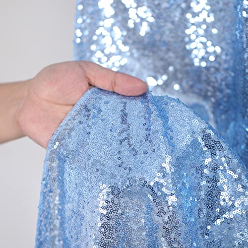 Baby Blue Sequin Backdrop 2 Panels 2FTx8FT Glitter Party Backdrop Curtains | Birthday Bridal Curtains Sparkle Photo Backdrop, Sparkly 3MM sequins with 4 inch rod pockets - color: Baby Blue, size: 2 pcs-2ftx8ft