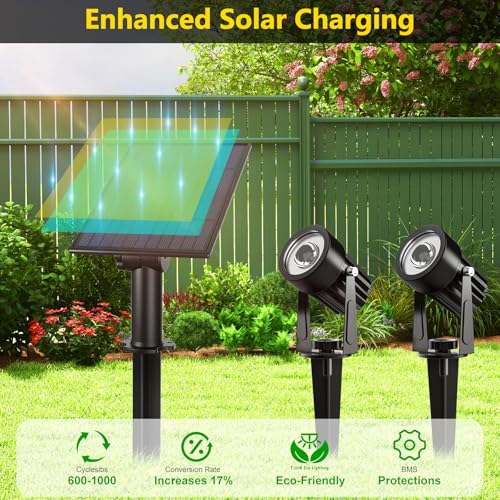 T-SUN Solar Spot Lights Outdoor, Dual Head Solar Spotlights, Warm White - color: Warm White, size: 2-IN-1