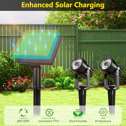 T-SUN Solar Spot Lights Outdoor, Dual Head Solar Spotlights, Warm White - color: Warm White, size: 2-IN-1