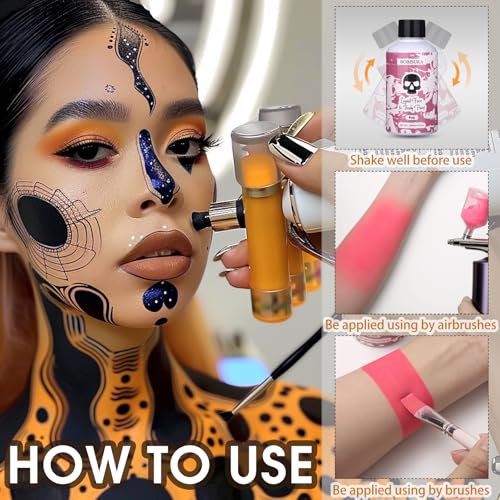 BOBISUKA Pink Face Body Paint Liquid Texture Washable Non Toxic Facepaint Fast Drying Foundation Makeup for Halloween Clown Cosplay SFX Costume Party Large Capacity(130ml) - color: Pink
