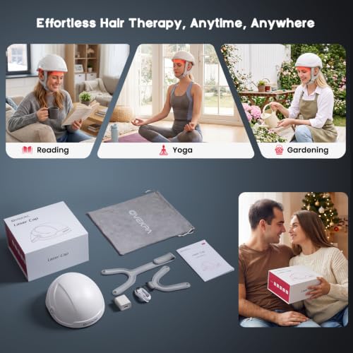 Red Light Therapy for Hair Growth - FDA Cleared Laser Cap for Hair Regrowth, Hair Loss Thinning & Alopecia Treatment for Men & Women, Wireless Rechargeable Model Hat-01 (White)