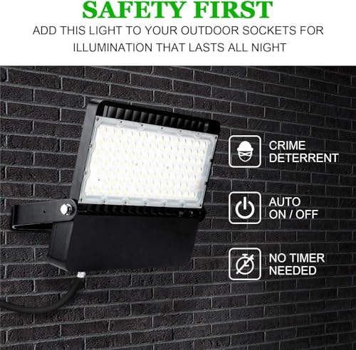 ledmo LED Flood Light Outdoor 240 Watt, Floodlights with Dusk to Dawn | Photocell High Output 36000 Lumen, Commercial Grade Lighting Fixture for Large Stadium,Yard, 5000K Daylight, IP65 Waterproof - size: Standard-Photocell