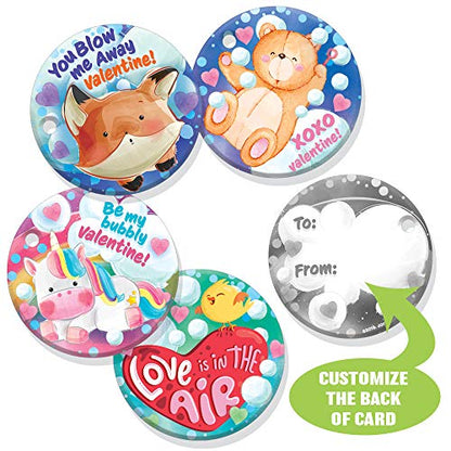 JOYIN 32 Pcs Valentines Day Gift Cards with Mini Bubble Maker Wands for Kids, Valentine Party Favor Toys, Valentine's Day Kids Classroom Exchange Prizes, Bubble Wands with Cards, Photo Prop Decor - style: Animal