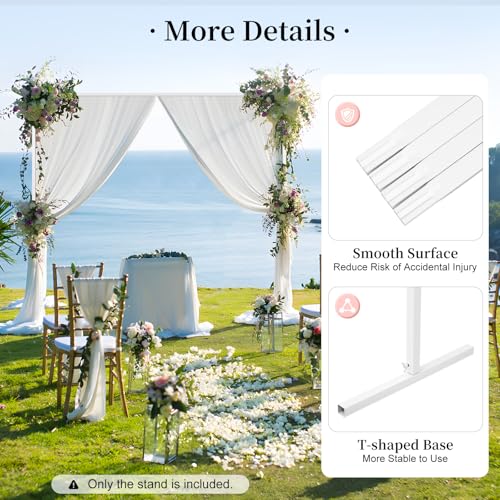 6.6ft Square Metal Backdrop Stand, White Adjustable Height Wedding Arch Frame with Portable Carrying Bag, Telescopic Pipe and Drape Curtain Frame Kit for Wedding Ceremony, Photo Booth Decoration - size: 6.6X6.6FT White
