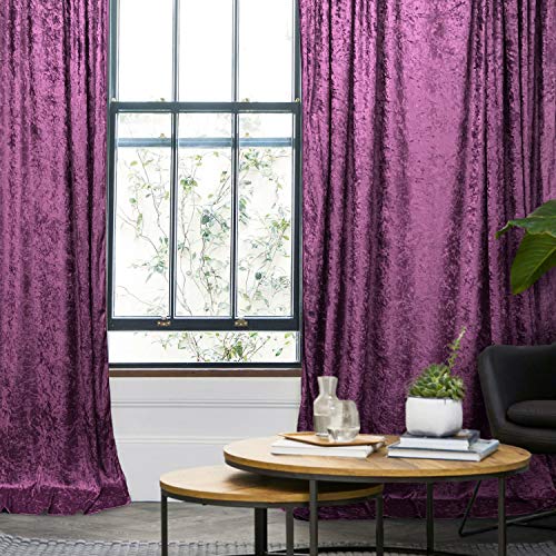 AK TRADING CO. 10 feet x 10 feet Lush Velvet Backdrop Drapes Curtains Panels with Rod Pockets - Wedding Ceremony Party Home Window Decorations - Plum - color: Plum